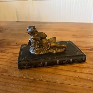Brass Angel Figurine on Black Leatherette Book